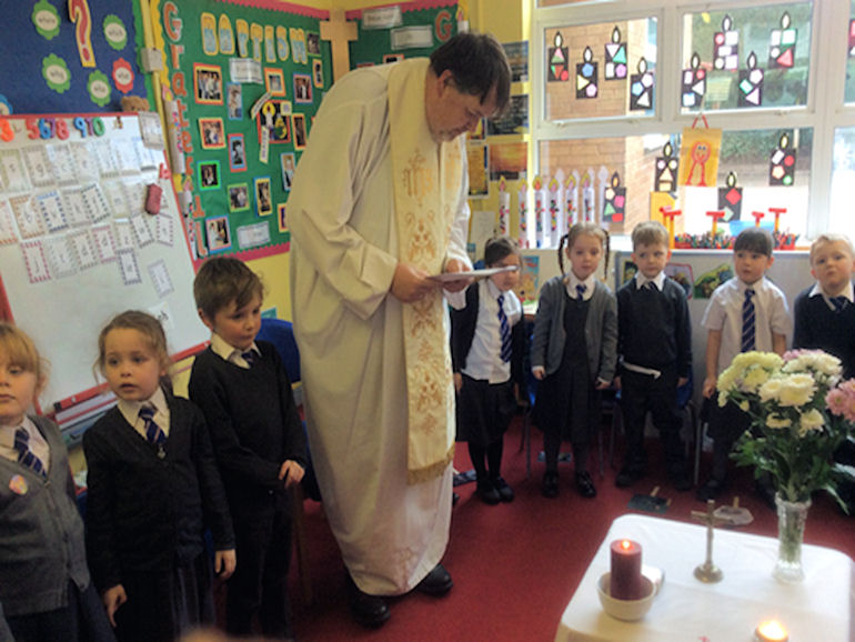 Children participating in class worship